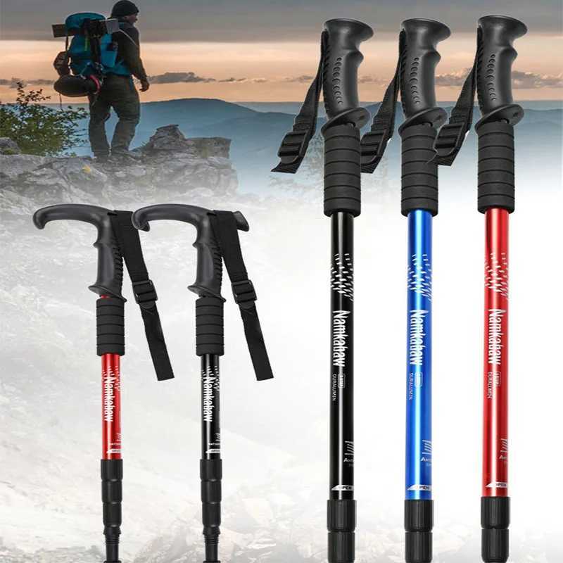 Aluminum Alloy Telescopic Trekking Poles Lightweight Elderly Walking Stick for Outdoor Hiking Travel G251220