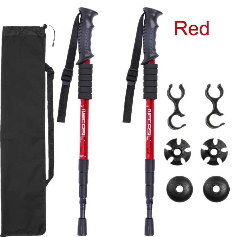 2pcs/lot Trekking poles hike walking stick nordic walking cane Aluminum ski camp telescopic baton outdoor hiking poles crutches G251220