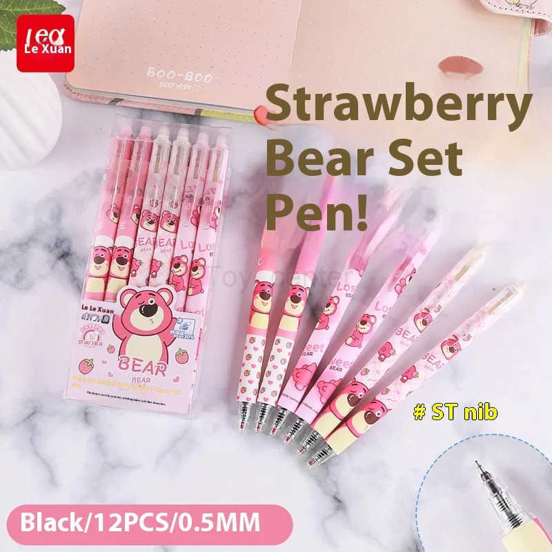 Disney Strawberry Bear Can Wipe Pen Creative Stationery High Appearance Level Thermal Press Ballpoint Pen For Students H251220