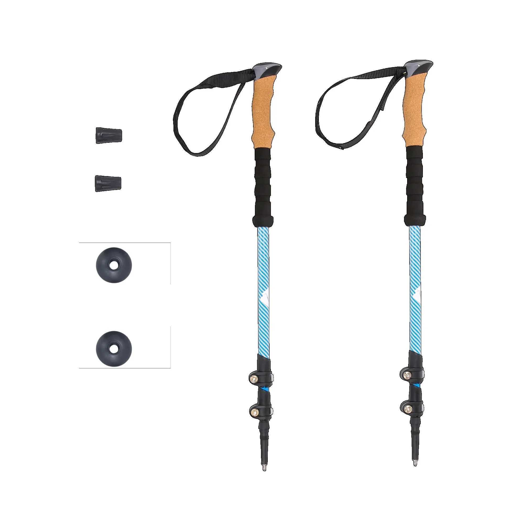 Lightweight Carbon Fiber Adjustable Quick Lock Trekking Poles with Cork Grip - 2 Pack100 Carbon Fiber G251220