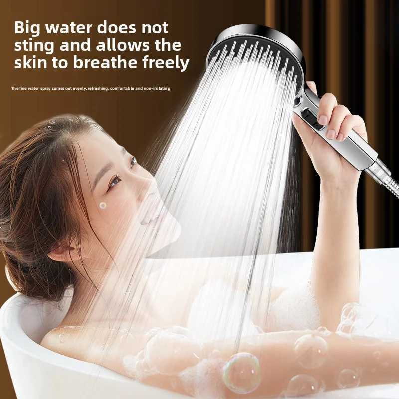 5-Mode High Pressure Filtered Shower Head - Gunmetal Gray Multi-Effect Skin Care Stones Adjustable Water Flow for Bathroom C251220