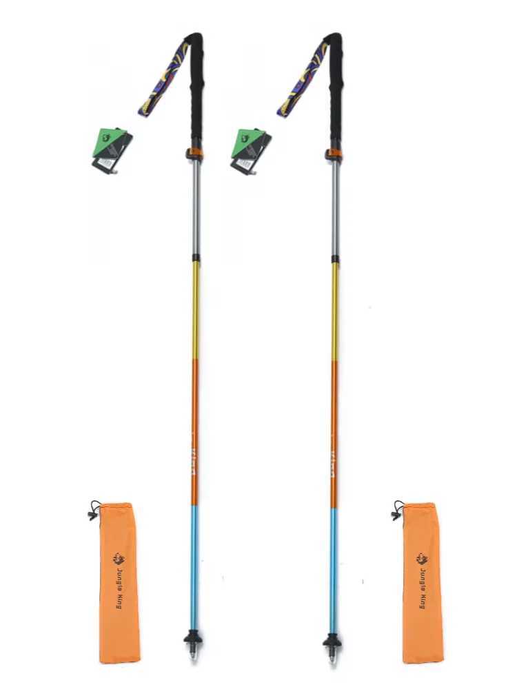 JUNGLEKING New 7075A Aluminum Alloy 5-section Hiking Pole Portable Folding and Telescopic Pole for Mountain Climbing and Hiking G2512201
