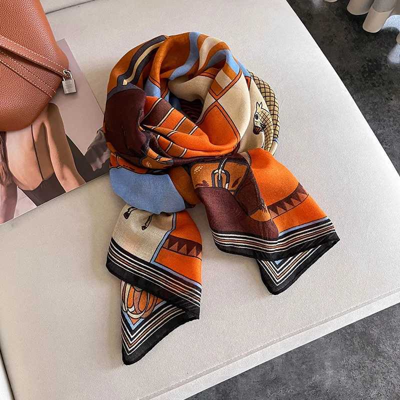 2024 Women Scarf flower print Hijab soft Shawls and Wraps Tessale Female Foulard Designer pashmina Bandana HeadscarfT251220