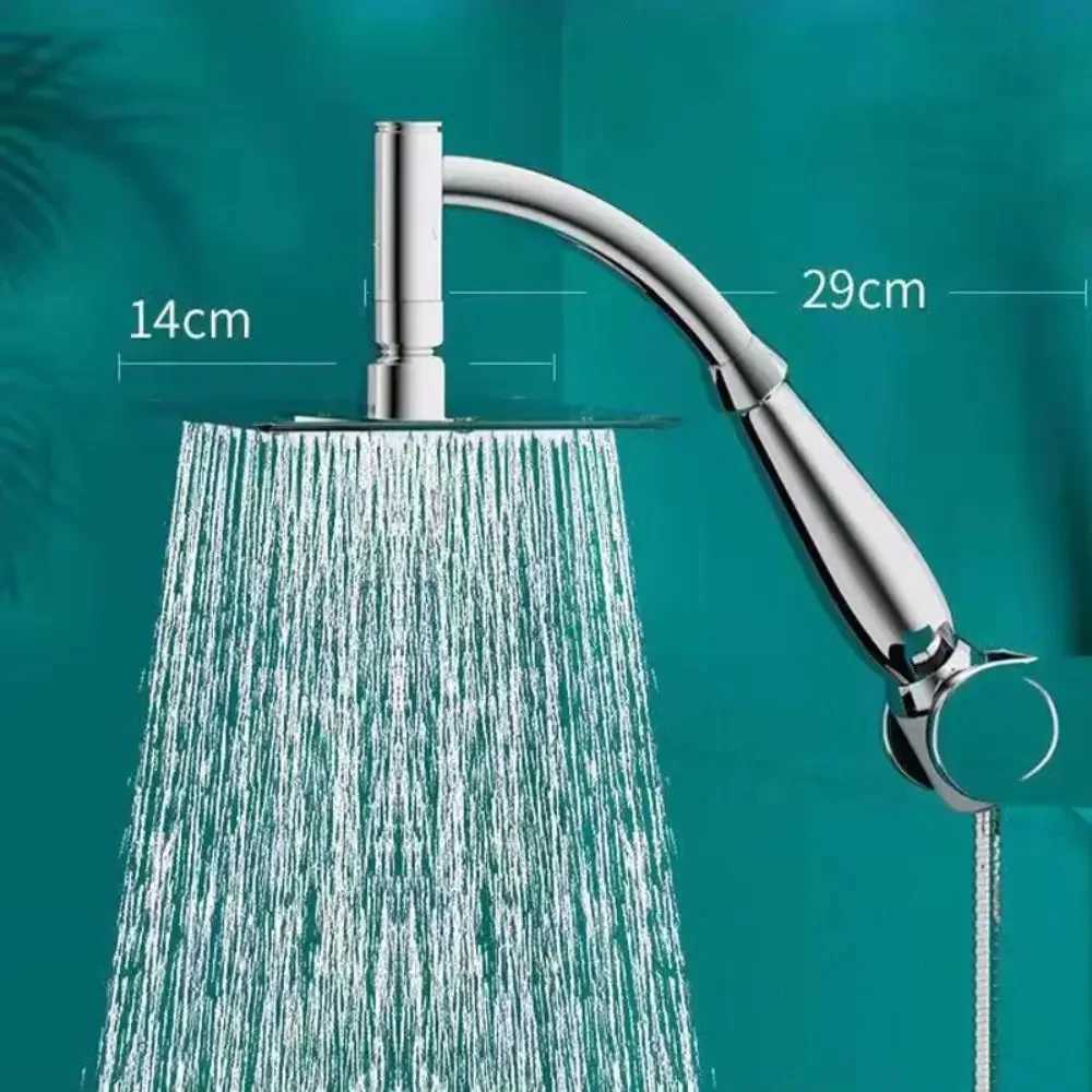 High Pressure Rainfall Shower Head Large Stainless Steel Curved Shower Extension Square Shower Head Extension C251220