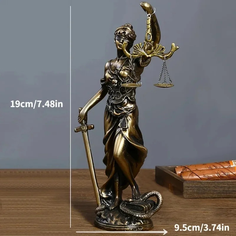 95X5X19cm Creative Retro Round bottom Justice Goddess Statue Lawyer Office Ornament Gifts Home Living room Sculpture Desk Decor 251215