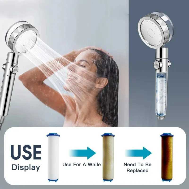 360 Degrees Rotation Handheld Turbo Fan Shower Head High Pressure Water Saving Spray Adjustable Filters Bathroom Accessories C251220