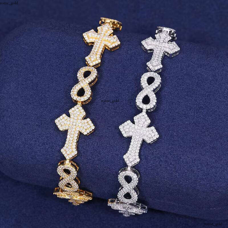 VVS Moissanite Fashion Spark Iced Vvs D Color Diatomaceous Earth 925 Sterling Silver Luxurious Infinity Cross Bracelet