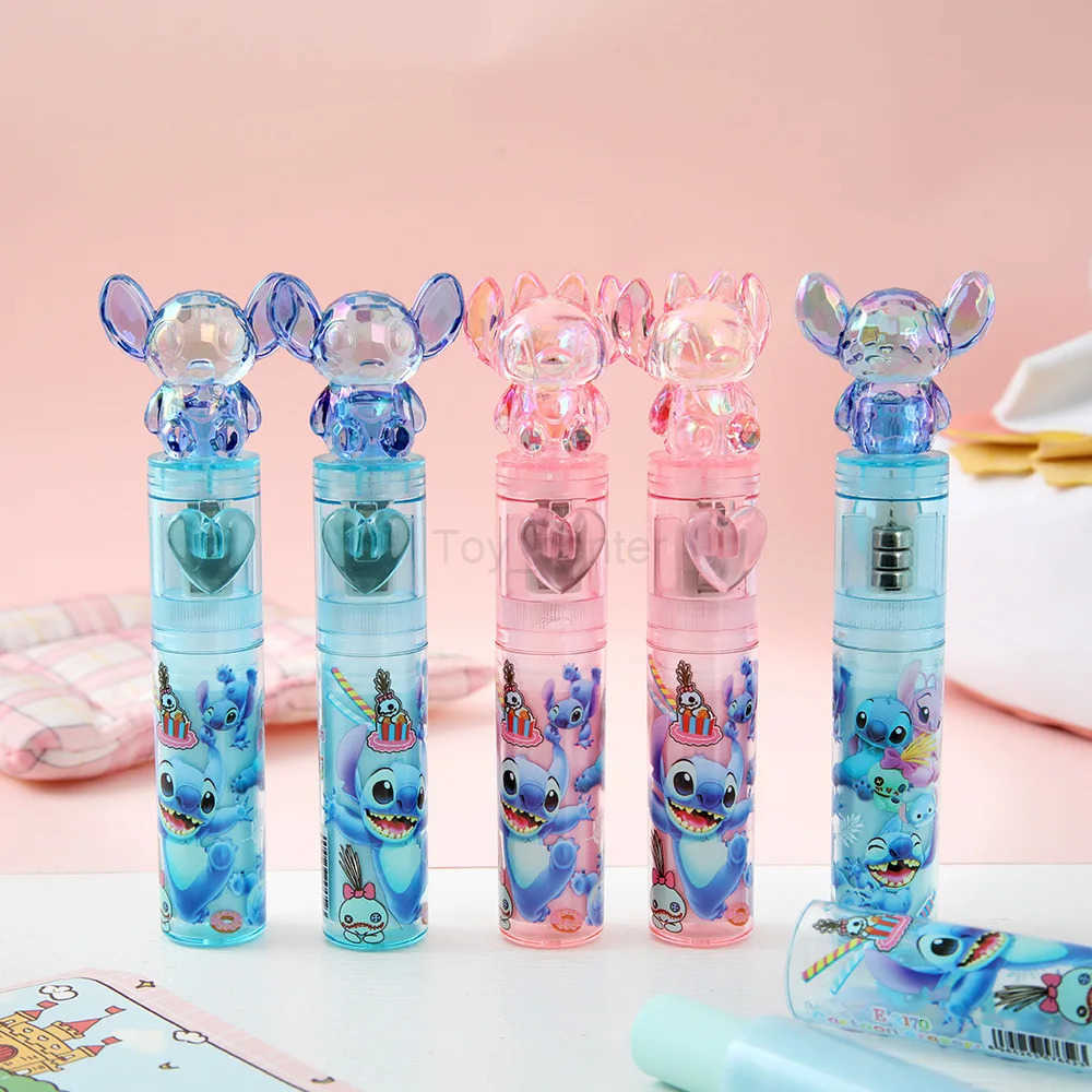 Disney 6/24pcs Stitch Eraser Cartoon Cute Emit Light Eraser Rotating Eraser Student Stationery ChildrenS Gifts H251220