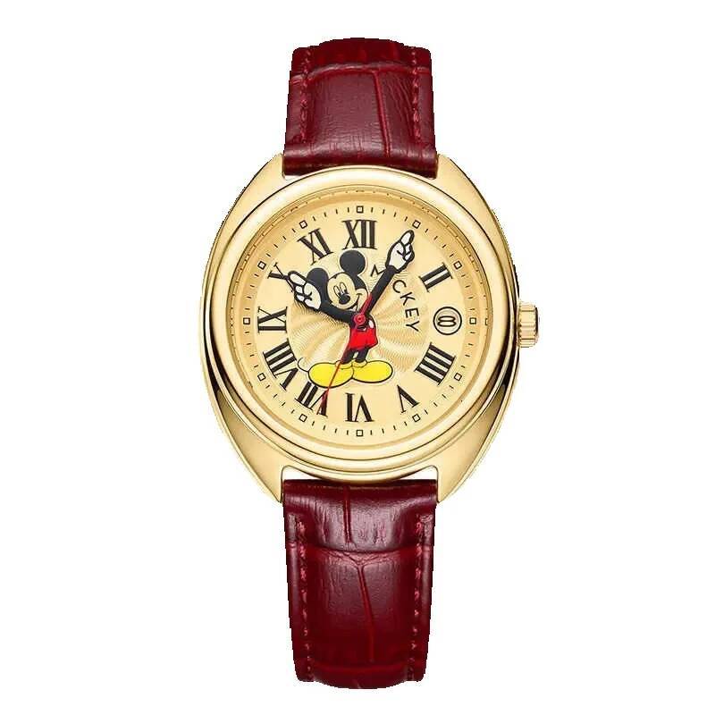 Disney custom Mickey Mouse Children Watches Luminous Leather Quartz Wristwatch Boy Girls Birthday Gift Student Clock Young Men Women H251029