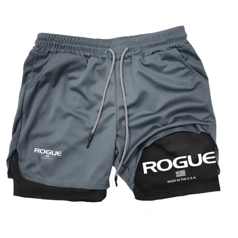 Rogue Gyms Fitness Shorts Men Summer Sportswear 2 in 1 Doubledeck Compression Male Sports Tracksuits Track Joggers Short 251219
