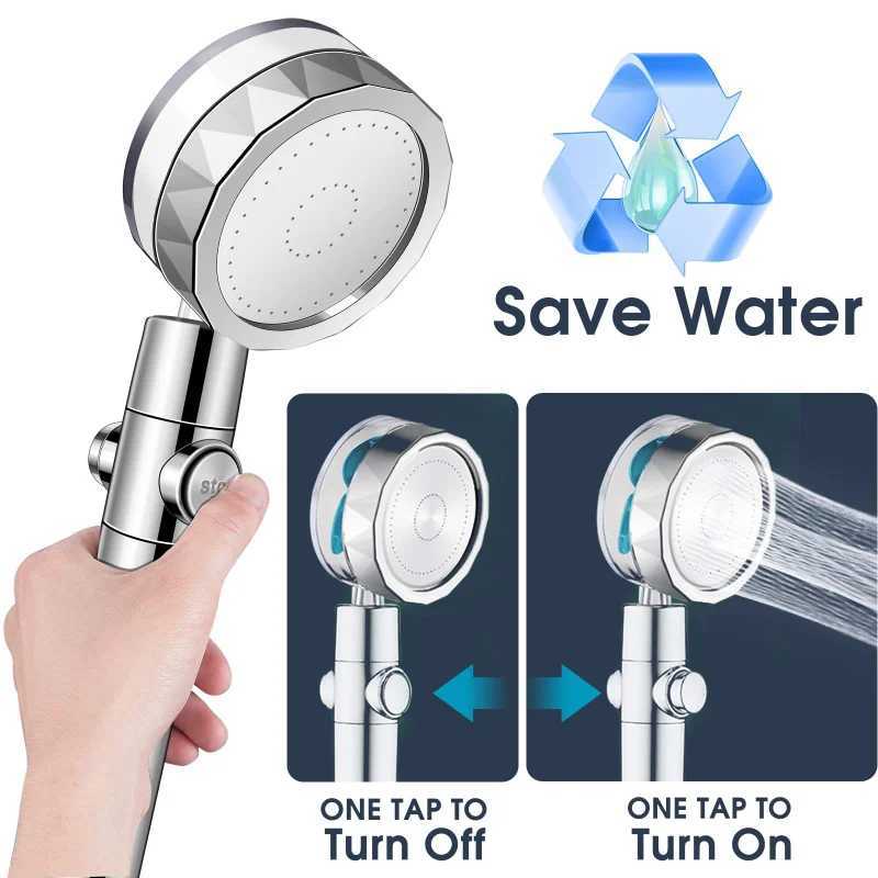 360 Degrees Turbo Rotating Fan Shower Head High Pressure Water Saving Spray Adjustable Showerhead Filters Bathroom Accessories C251220