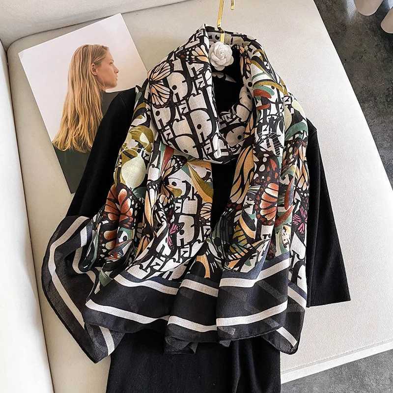 2024 Women Scarf flower print Hijab soft Shawls and Wraps Tessale Female Foulard Designer pashmina Bandana HeadscarfT251220