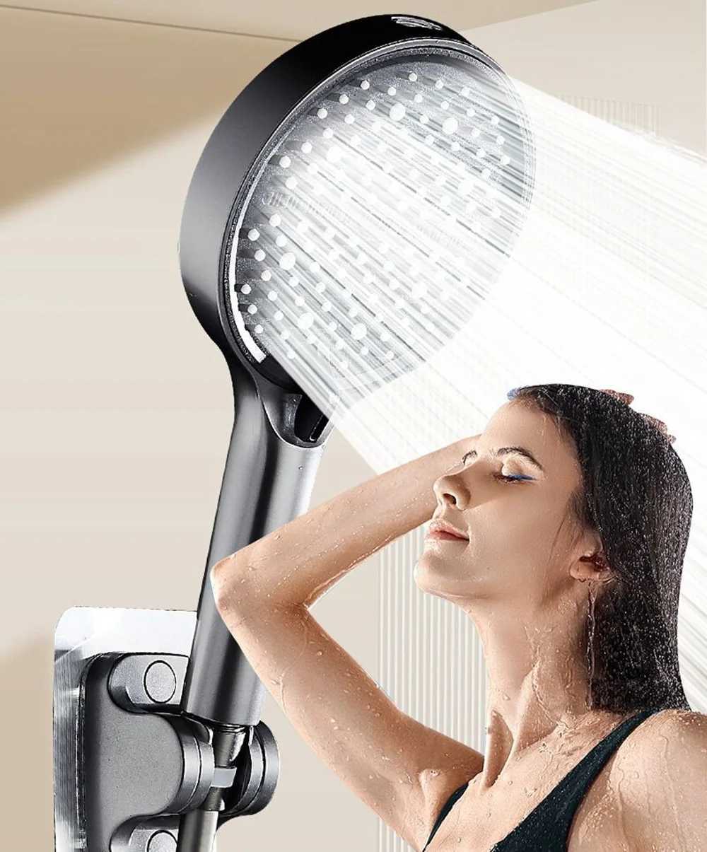 New 15CM High Pressure Shower Head for Hard Water High Pressure Shower 7 Modes Adjustable Spray with Massage Bathroom C251220