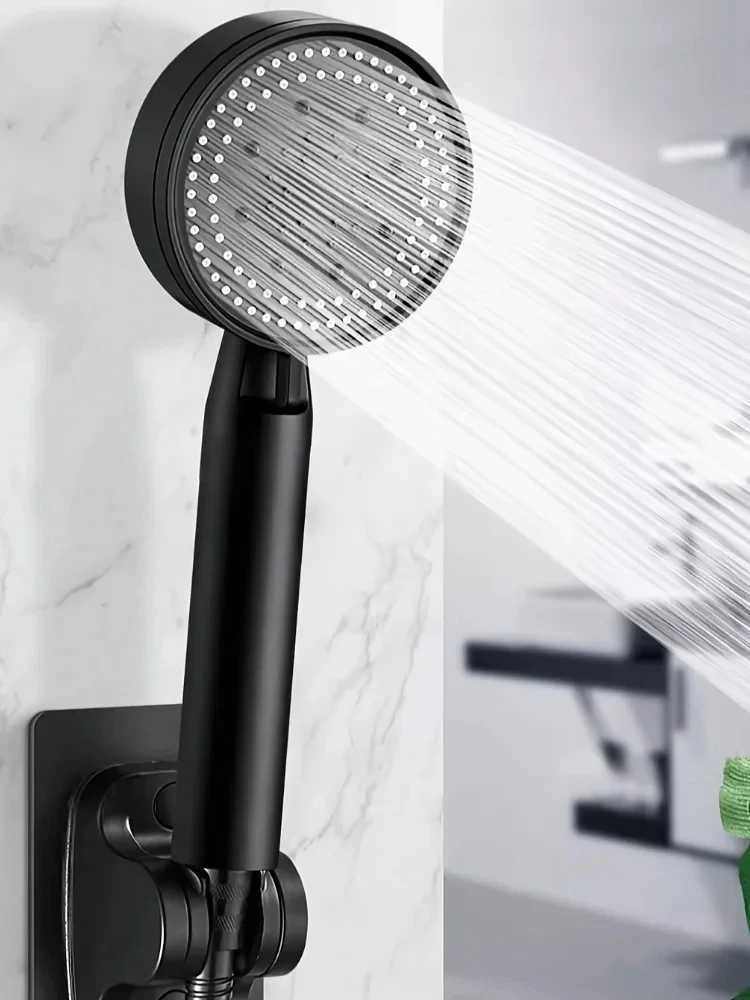 3pc Luxurious Pressurized Handheld Shower Head - 5 Modes Adjustable Water Output Thermostatic Control Polished Finish Hanging C251220