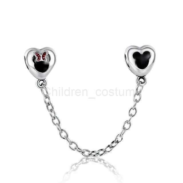 Disney Miniso 925 Sterling Silver Diy Charm Fit Original Trinket Mickey Mienie Bracelet Clip Safety Chain Charm Beads Love Gift H251220