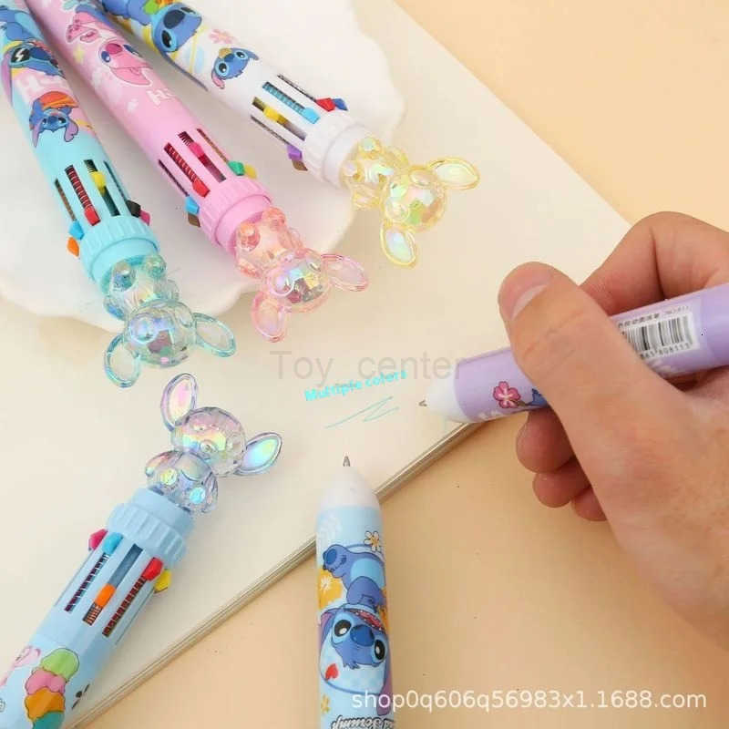 Disney Stitch Ballpoint Pen 36pcs Cartoon Lilo Crystal 10 Color Marker 07mm Student Graffiti School Childrens Stationery Gifts H2512201
