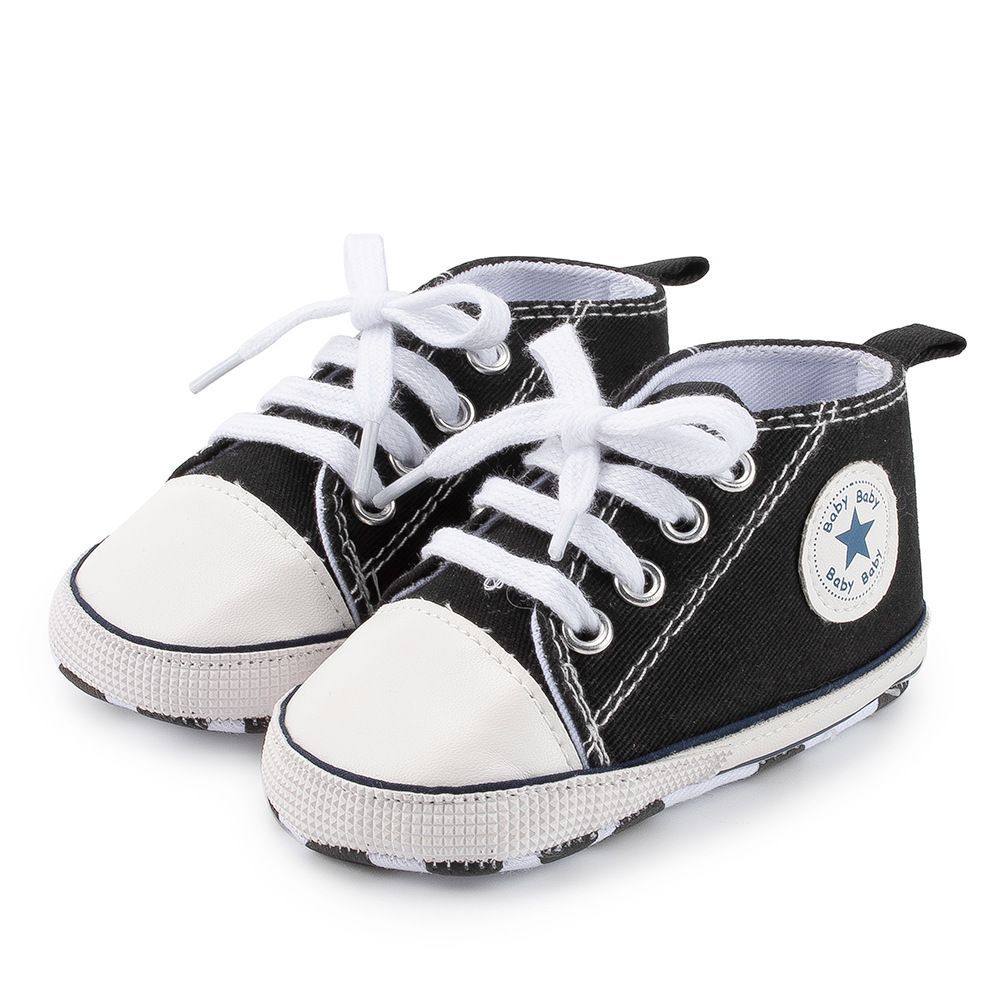 Unisex Baby Boy Girl Canvas Sneakers Soft Sole Infant Lace up Newborn Ankle Walkfashion Toddler First Walkers Crib Shoes 0-18 Months W006