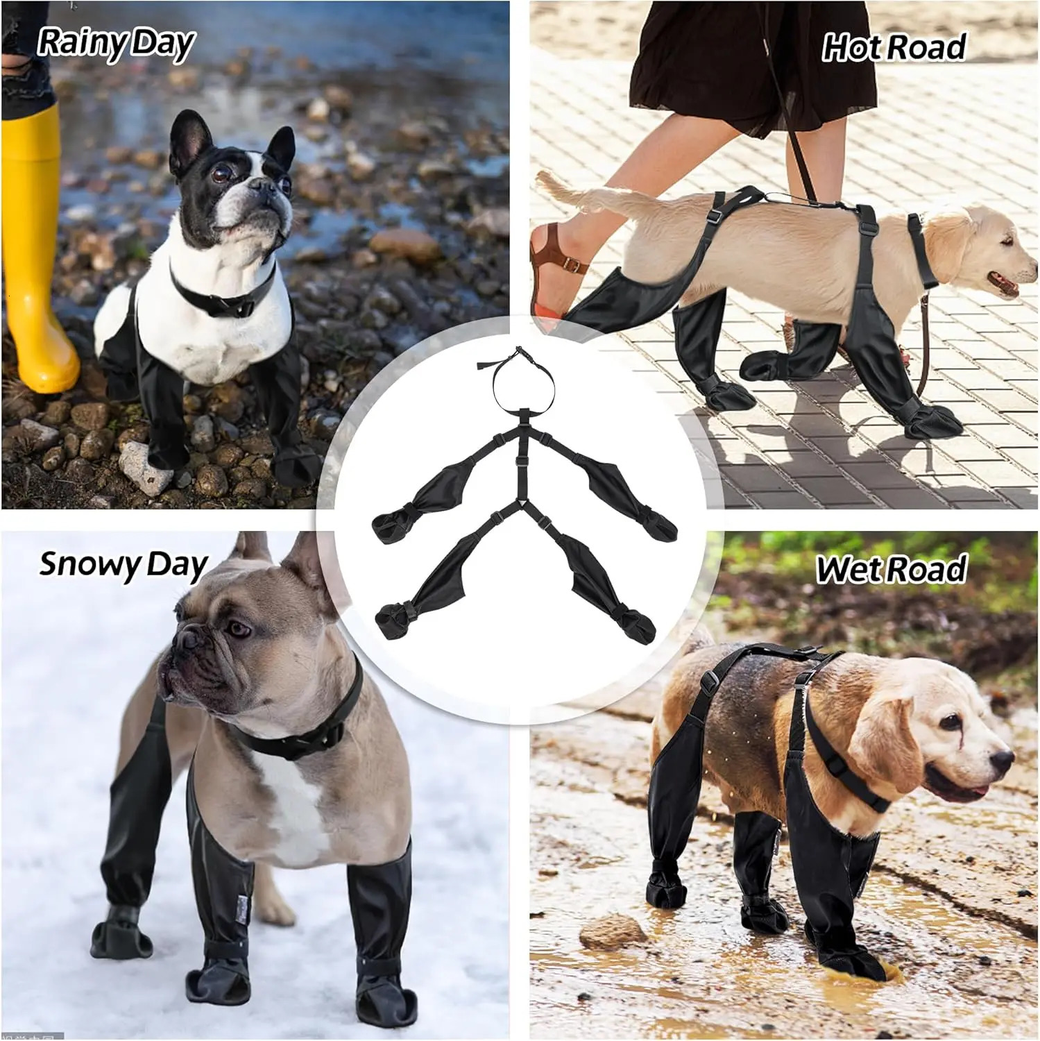 2025 Anti-Slip Dog Shoes Pet Paw Protector Dog Rain Booties Dirty-proof Anti-fall Dog Outdoor Dog Suspender Sock Shoes 251209w