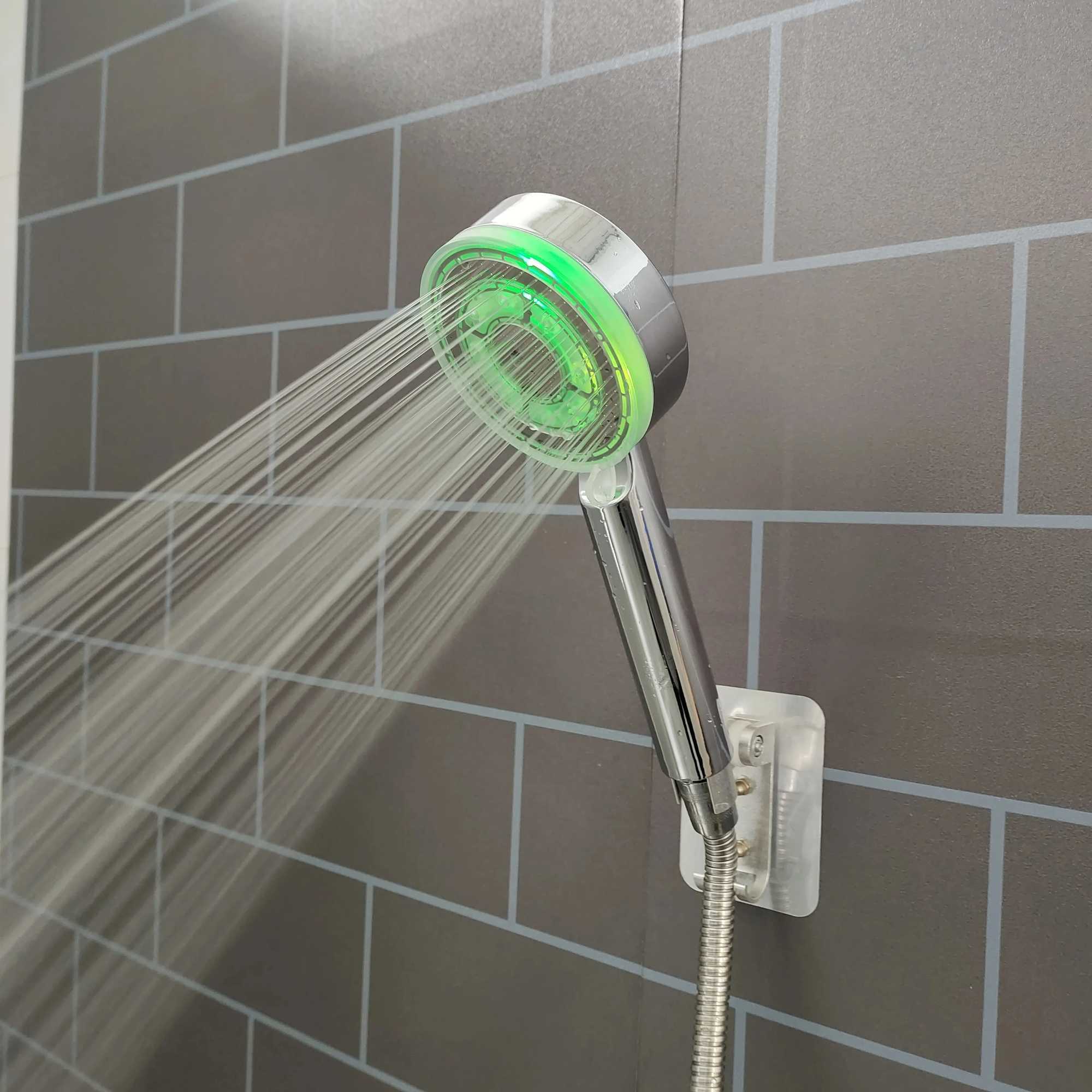 5 Modes Temperature Control Colorful Shower Head 3/7 Color Change LED Spray Nozzle Silver High Pressure Rainfall Bathroom Shower C251220