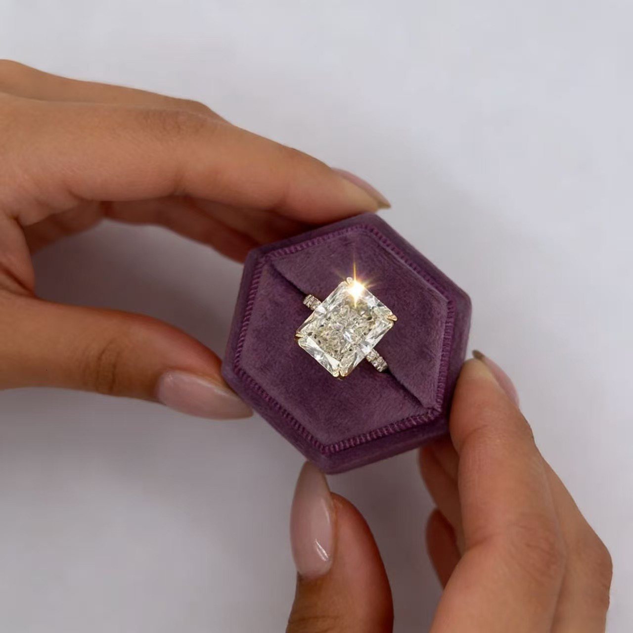 14K yellow Gold Radiant Cut Lab Grown Diamond Engagement Ring 1- 5ct CVD diamond ring Lab Diamond Engagement Ring Halo Ring IGI B