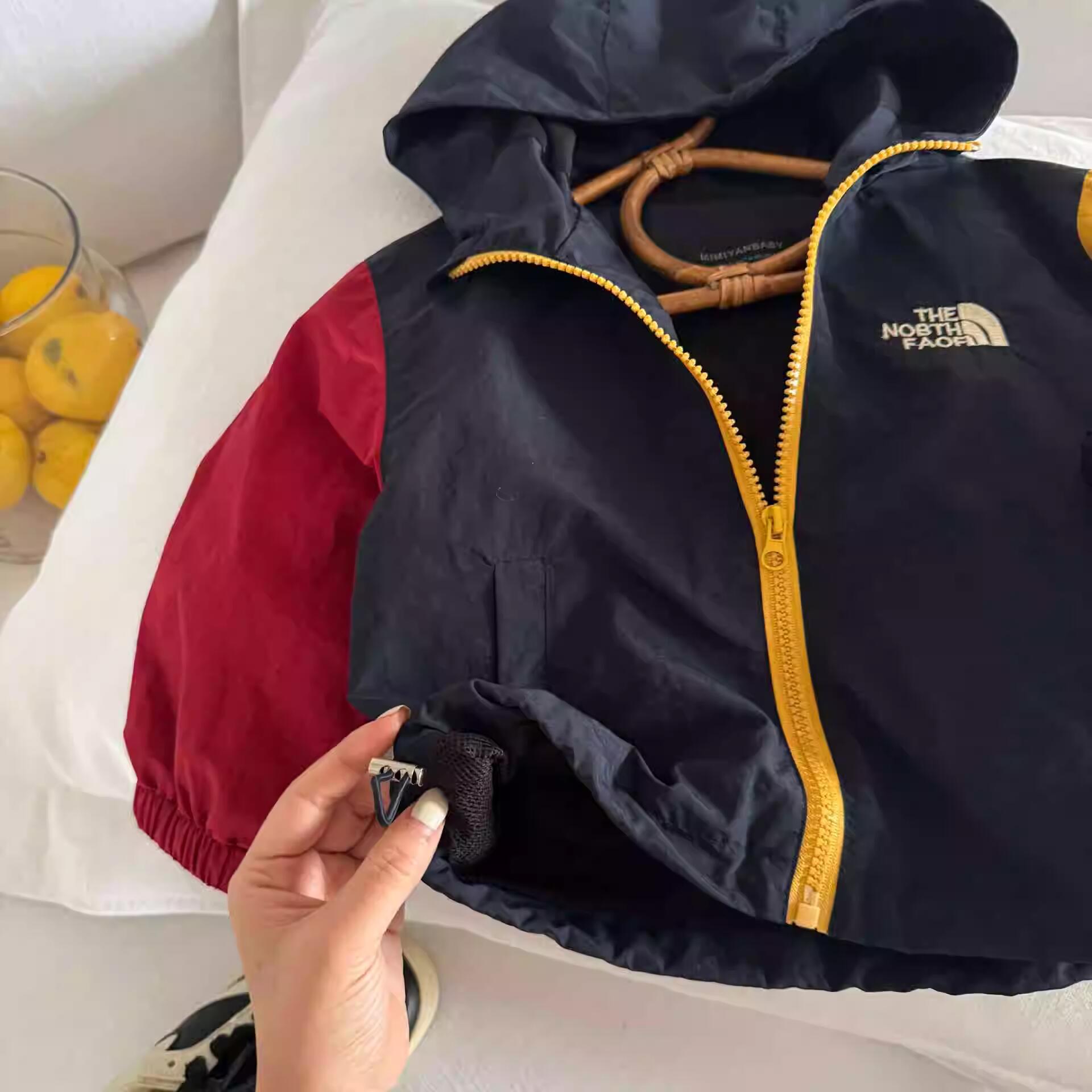 Free Shipping kids jackets designer 2026 Kids Color-Blocked Windbreaker, Hooded Letter Print Jacket for Boys & Girls Spring Autumn Raincoat & Outerwea