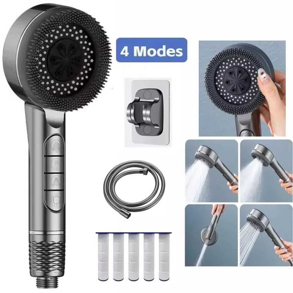 4 Modes High Pressure Water Saving Shower Head One-Key Stop Water Massage Sprayer Set With Filter Element Bathroom Accessories C251220