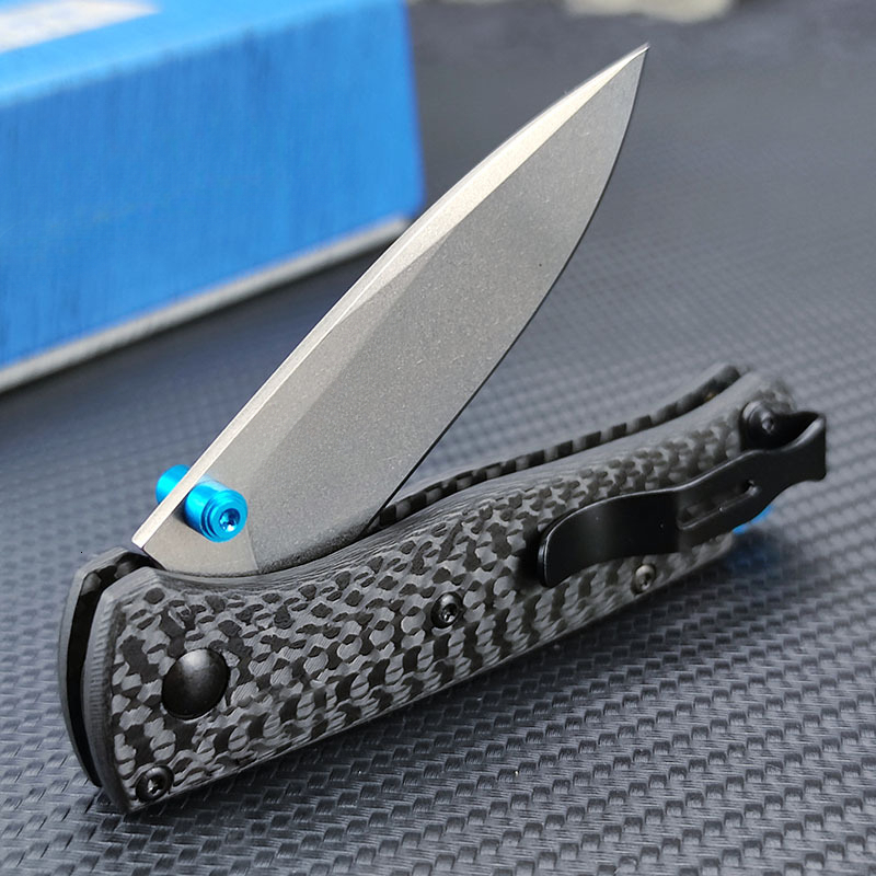 533-3 Mini Bugout Carbon Fiber Folding Knife 2.82" S90V Black Outdoor Camping Hunting Pocket Tactical EDC Tool 535 Knife