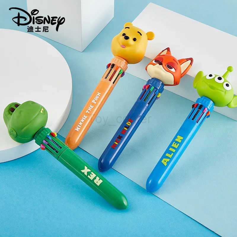 Disney cartoon doll ten-color ballpoint pen creative cute click neutral pen student stationery multi-color press pen H251220