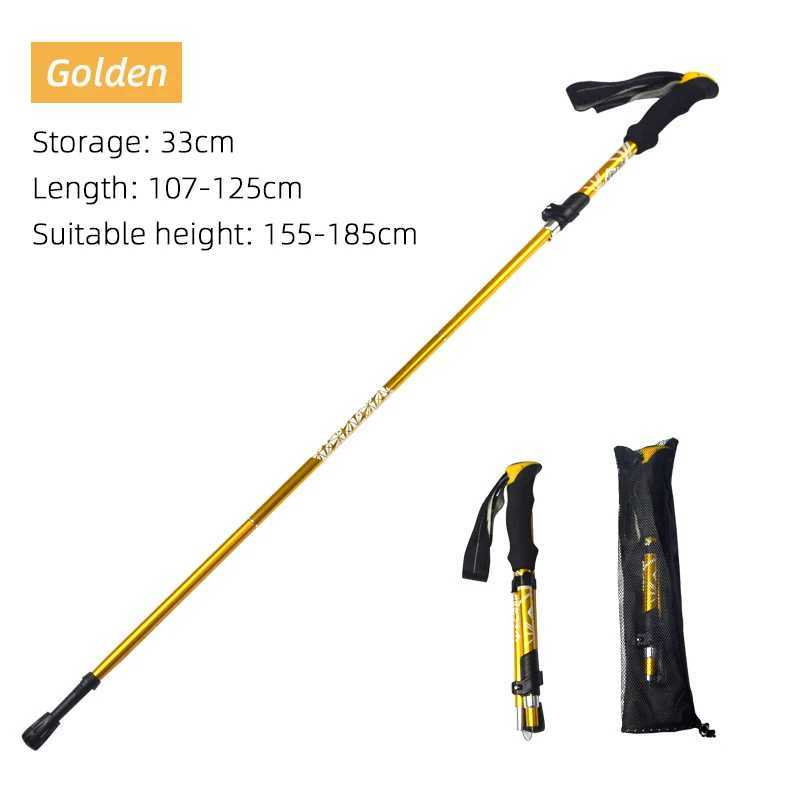 Foldable Trekking Stick for Camping 5 Sections Portable Walking Nordic Walking for Seniors Telescopic Easy to Store in Bag G251220
