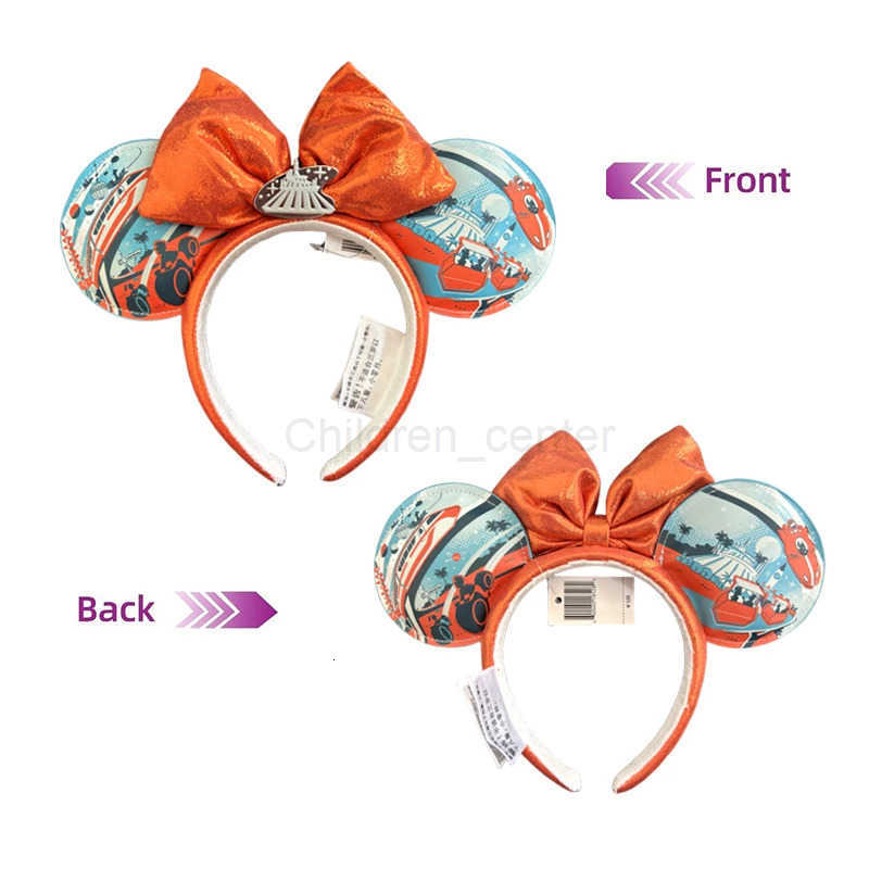Disney 2025 Mickey Mouse Headband Disneyland New Speed Silver Nimbus PU Leather Headwear Children Girl Toys Decoration H251220