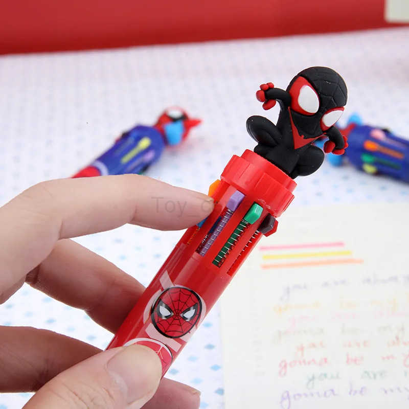 Disney 6/36pcs SpiderMan10 Color Ballpoint Pen Student Ball Pen Multi-color pen Stationery Office School Supplies wholesale H251220