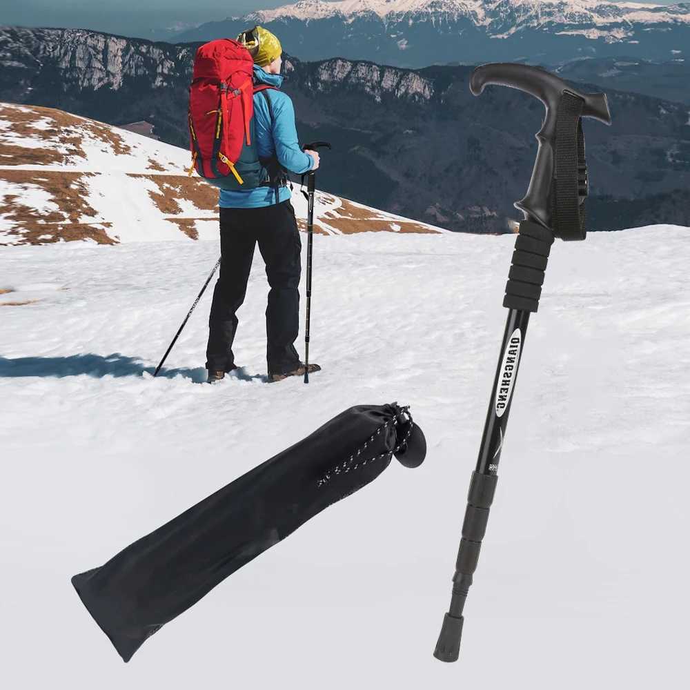 Outdoor Folding Trekkings Pole 4-Section Portable Walking Hiking Telescopic Stick Lightweight Camping Climbing Trekking Stick G251220