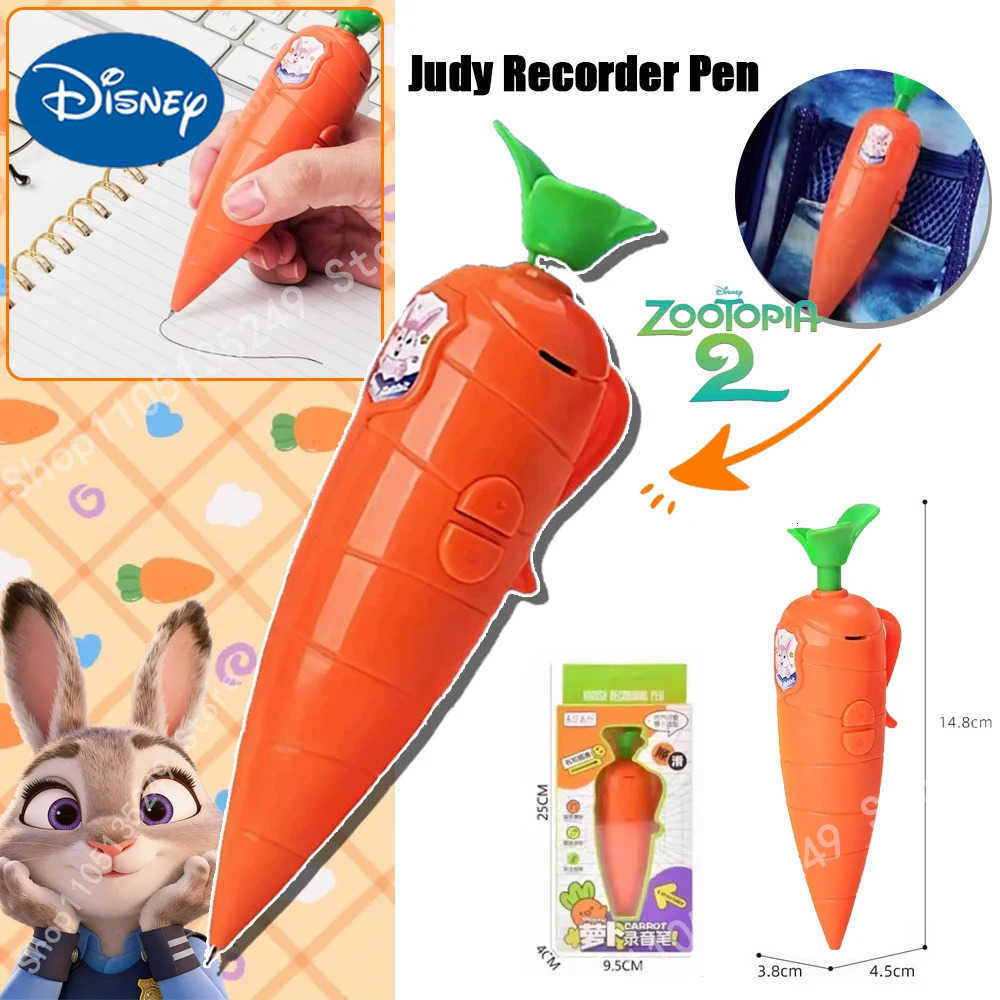Disney New 2026 Zootopia 2 Judys Carrot 2-in-1 Pen Doodle/Write 60s Recorder Stylish Movie Replica Must-Have Stationery H251220