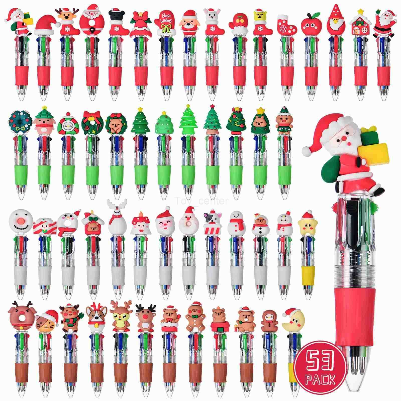 Disney 30Pcs/Lot Christmas Cute Cartoon Four Color Ballpoint Pen Mini Pocket Pen 3D Christmas Student Prize School Office Stationery H251220