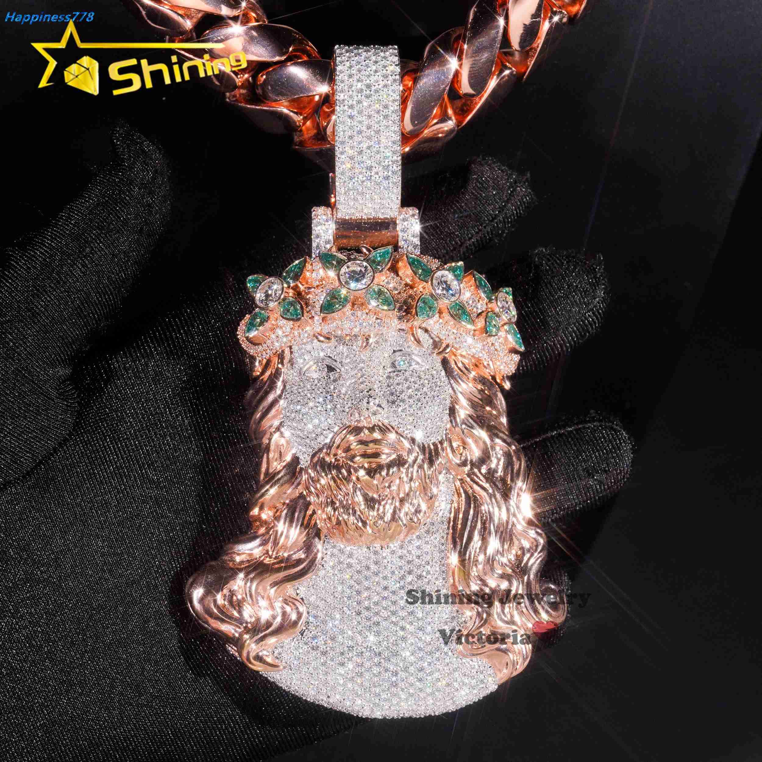 Iced Out Rapper Religious Jewelry 18K Gold Plated Big 3D Jesus Pendant 925 Silver Custom 5 VVS Moissanite Diamond Jesus Pendant