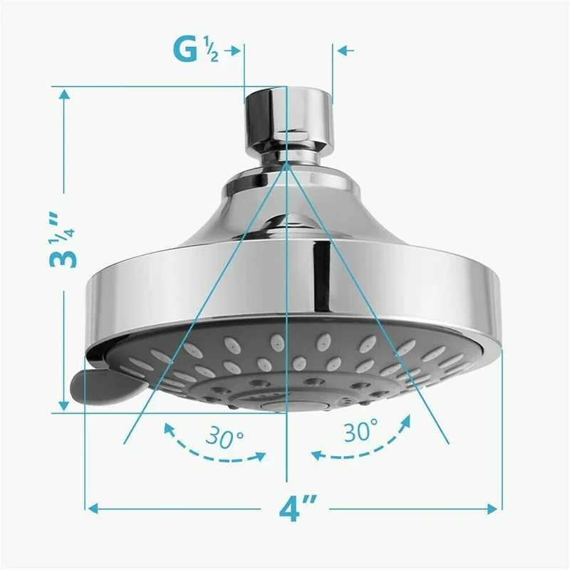 High Pressure Shower Head Sprayer 4 Inch 5 Setting Adjustable Rainfall Wall-Mounted Bathroom Fixture Faucet Replacement Parts C251220