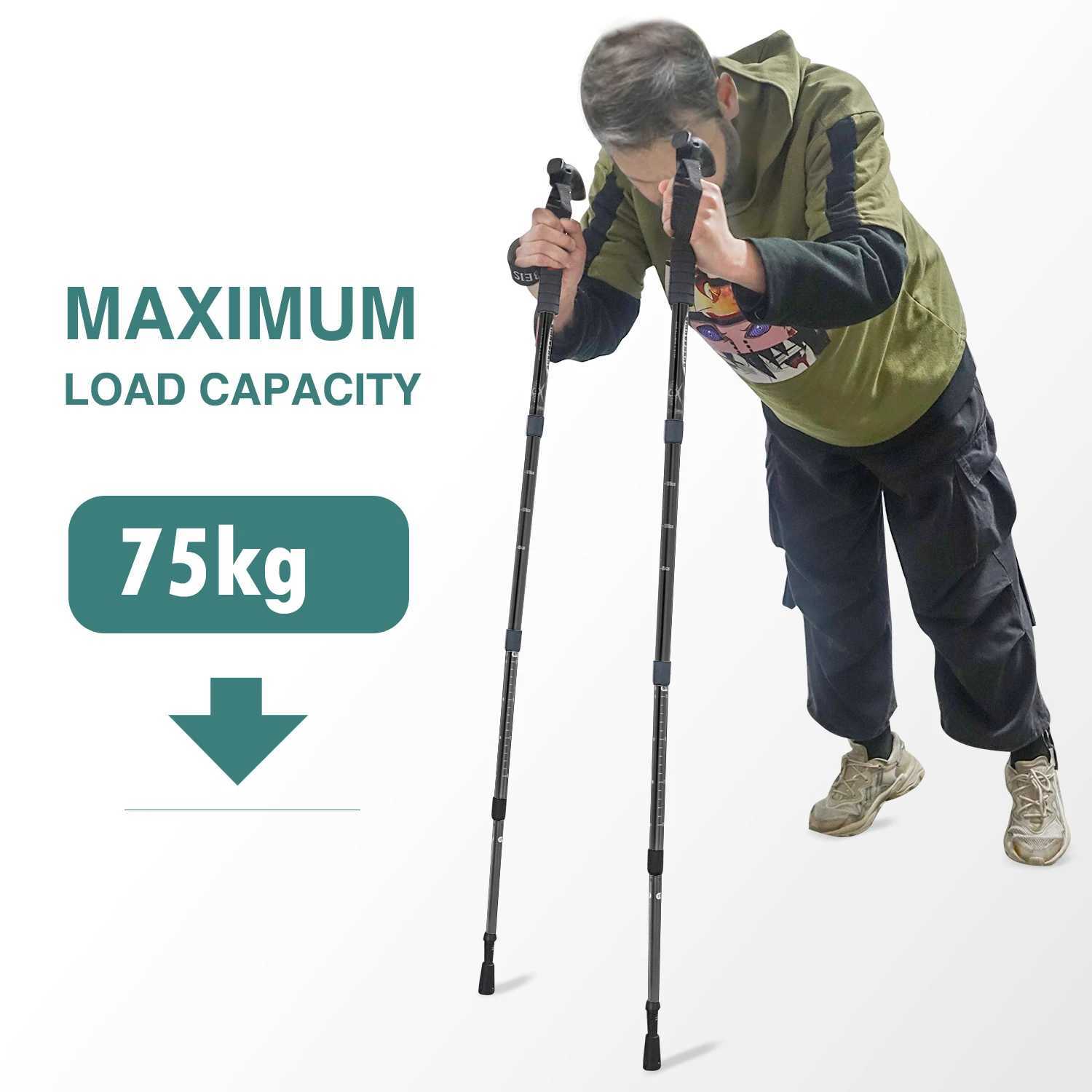 Outdoor Folding Trekkings Pole 4-Section Portable Walking Hiking Telescopic Stick Lightweight Camping Climbing Trekking Stick G251220