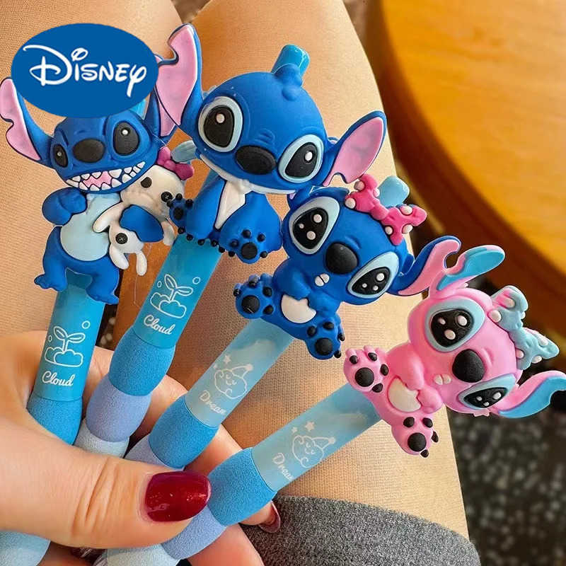 Disney Stitch 12pcs Ballpoint Pen Cartoon Set 05mm Black Variety Of Cute And Funny Doll Shape Press Study Office Stationery H251220
