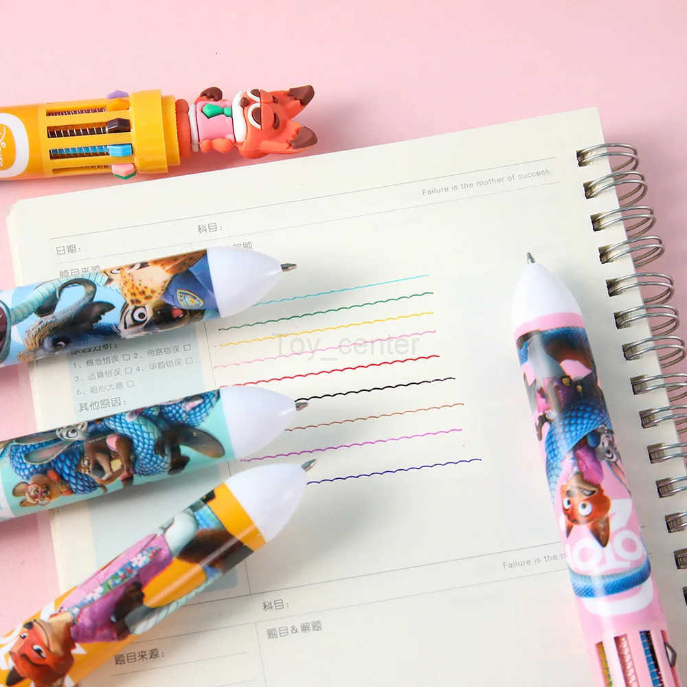 Disney Zootopia Ten Color Ballpoint Pens Kids Disneys Anime Pen for Writing Student Stationery School Supplies Office Accessories Gift H251220