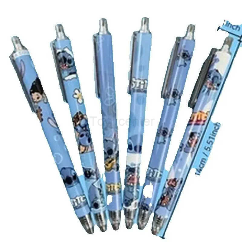 Disney Stitch 6-12pcs Gel Pen Cartoon Set 05mm Cute Quick-Drying Smooth Writing Press Pen Learning Office Stationery School H251220