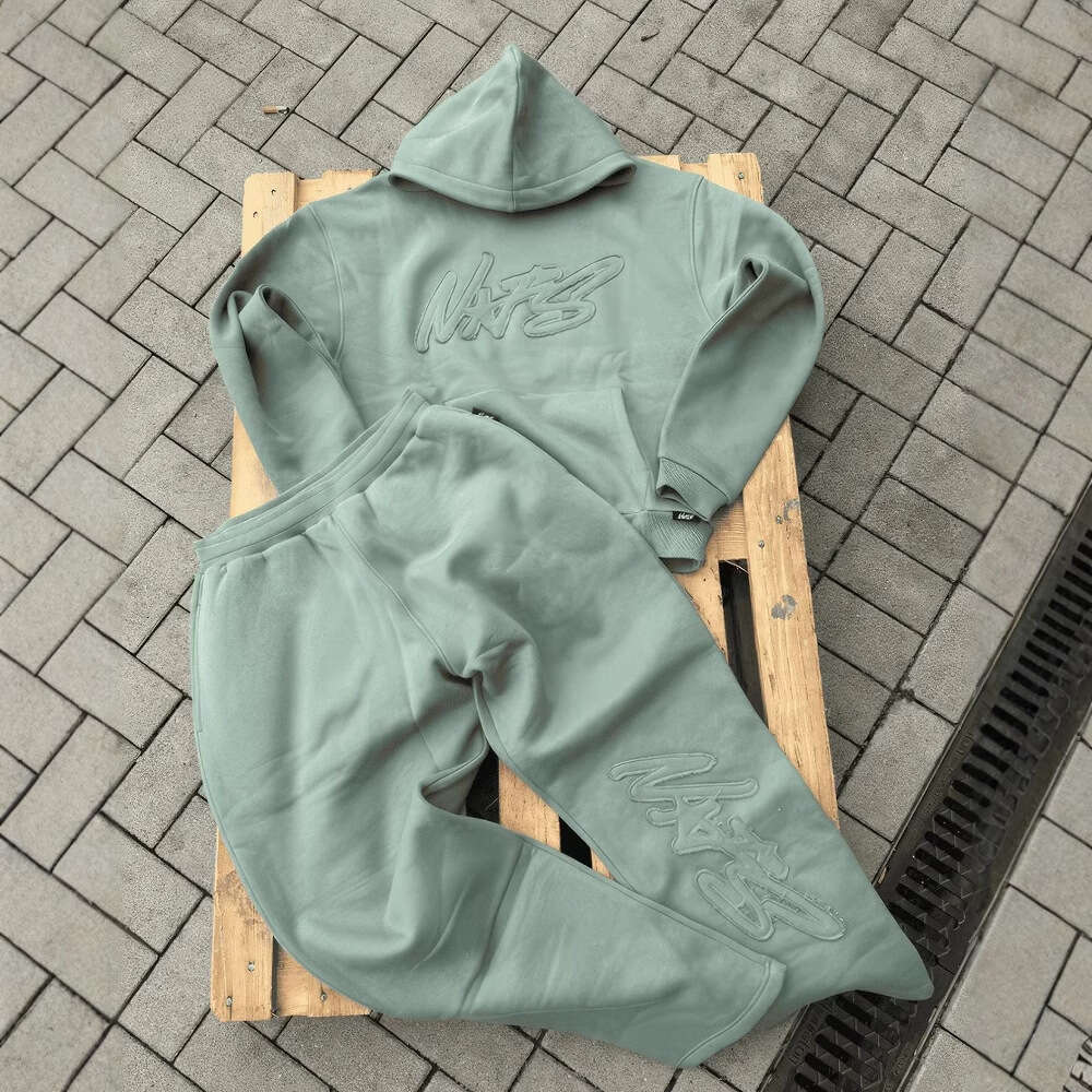 Hip Hop NOFS New European and American Street Y2K Trend Foreign Trade Letter Patch Long Sleeve Sports Casual Sweatshirt Set
