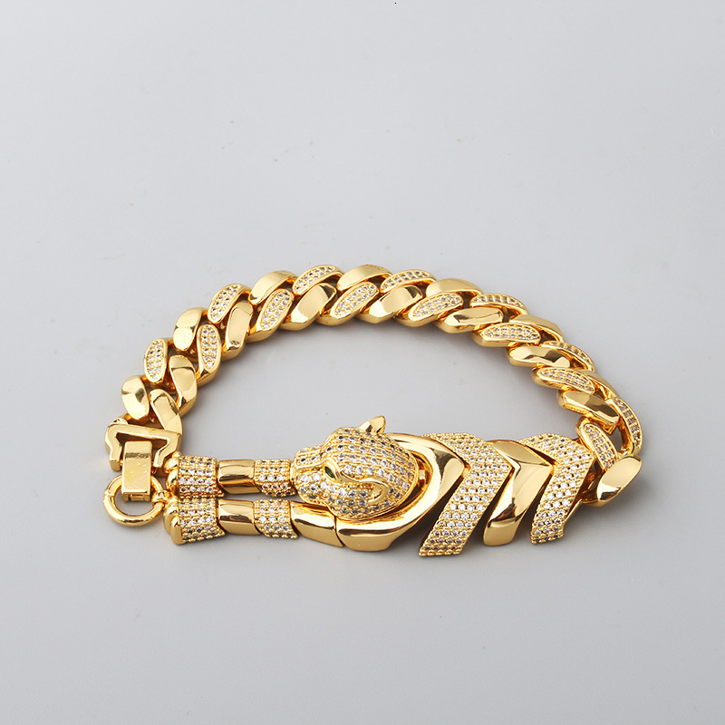 Attract Luck Jewelry And Fashion Hip-Hop Unisex Accessories Green-Eyed Leopard Bracelet Micro-Paved Zircon Cheetah Jewelry Wholesale