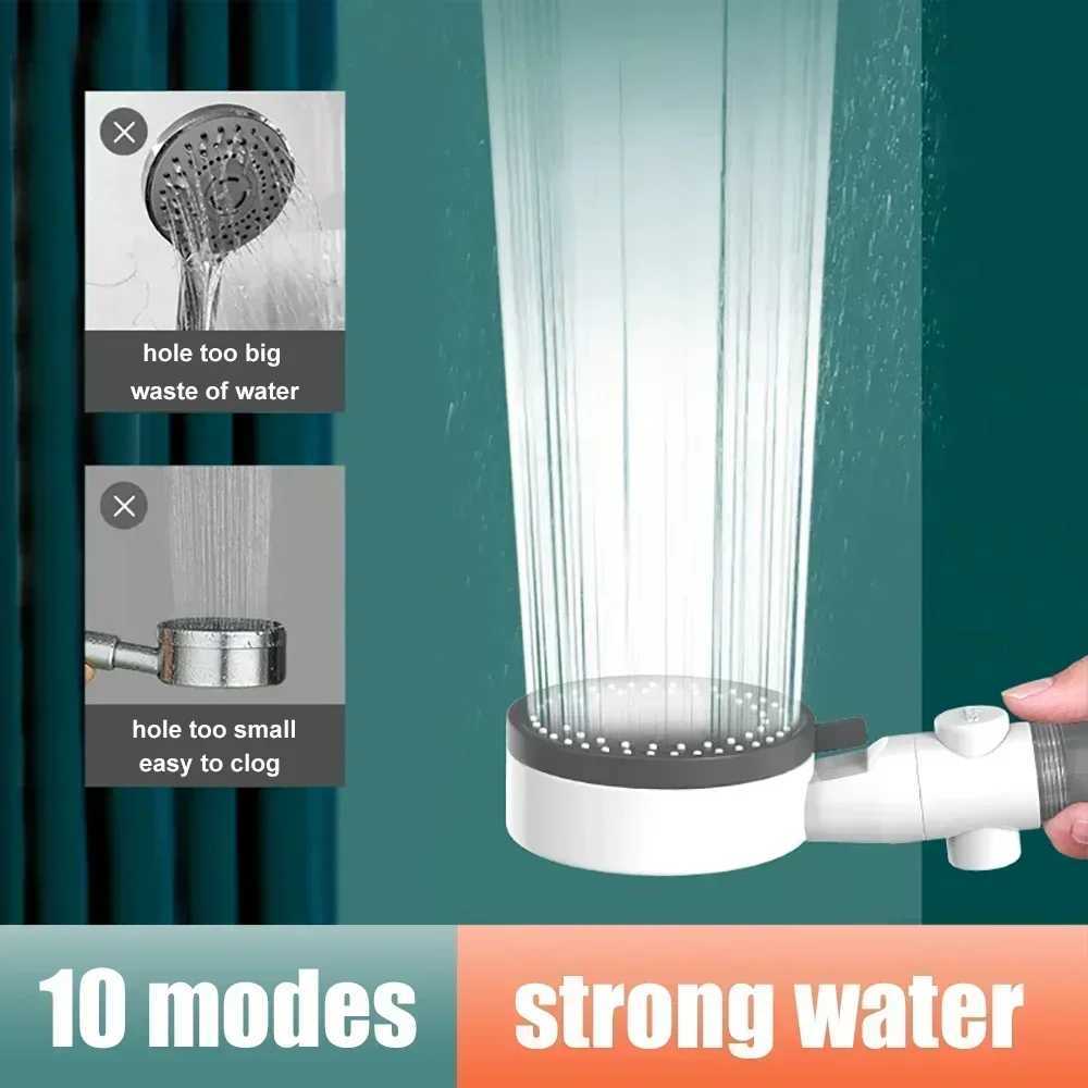 10 Modes High-Pressure Filtered Shower Head One Key Stop Water Bathroom Handheld Showerhead Portable Shower Nozzle Accessories C251220