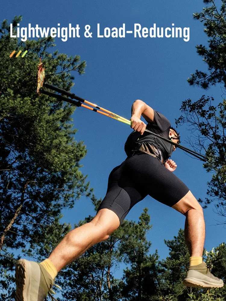 AONlJlE E4204 New Carbon Fiber Trekking Poles Outdoor Collapsible Hiking Sticks for Women and Men G251220