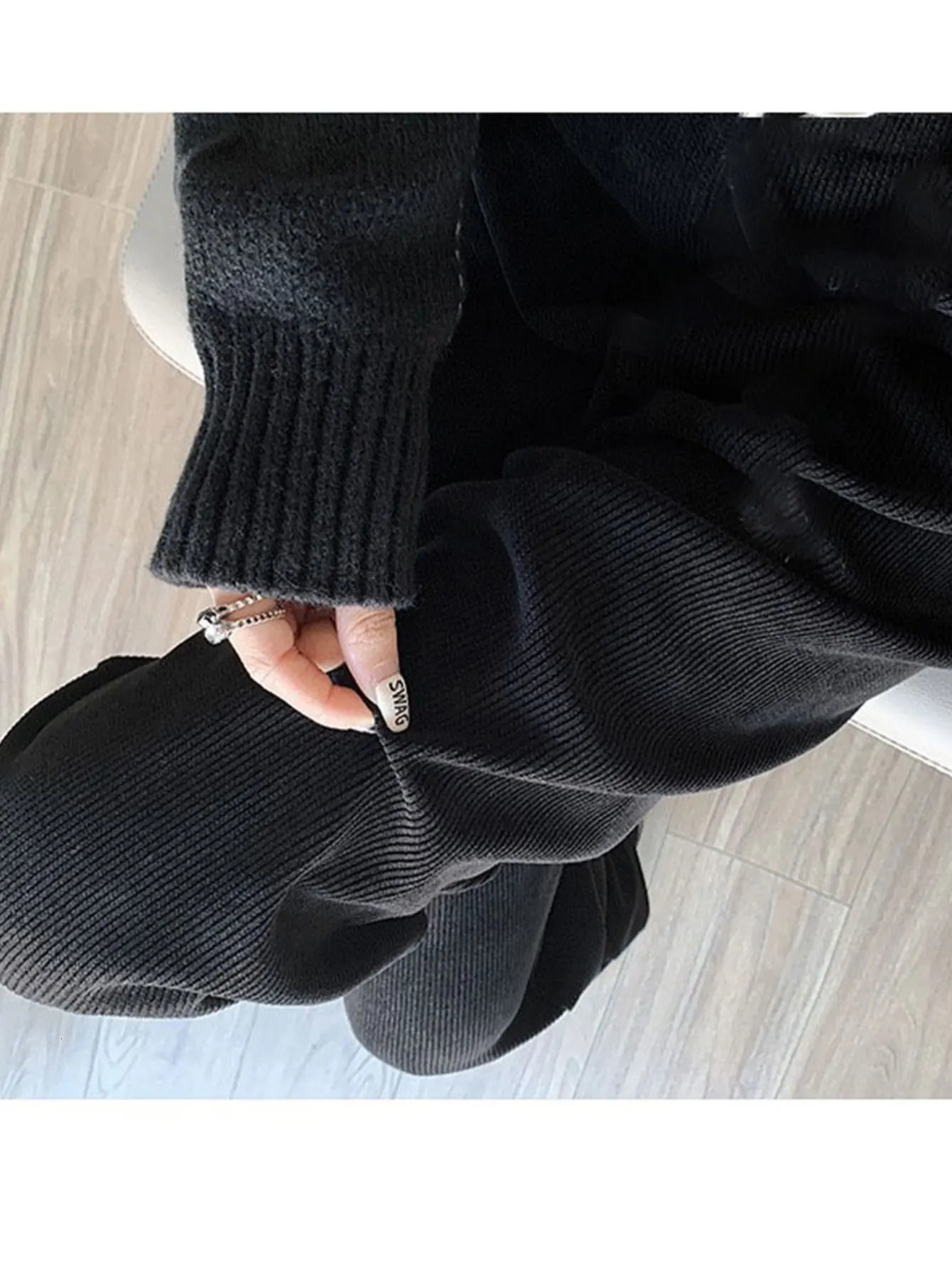 Womens Fleece Wide Leg Pants Winter High Waist Long Loose Casual 251219