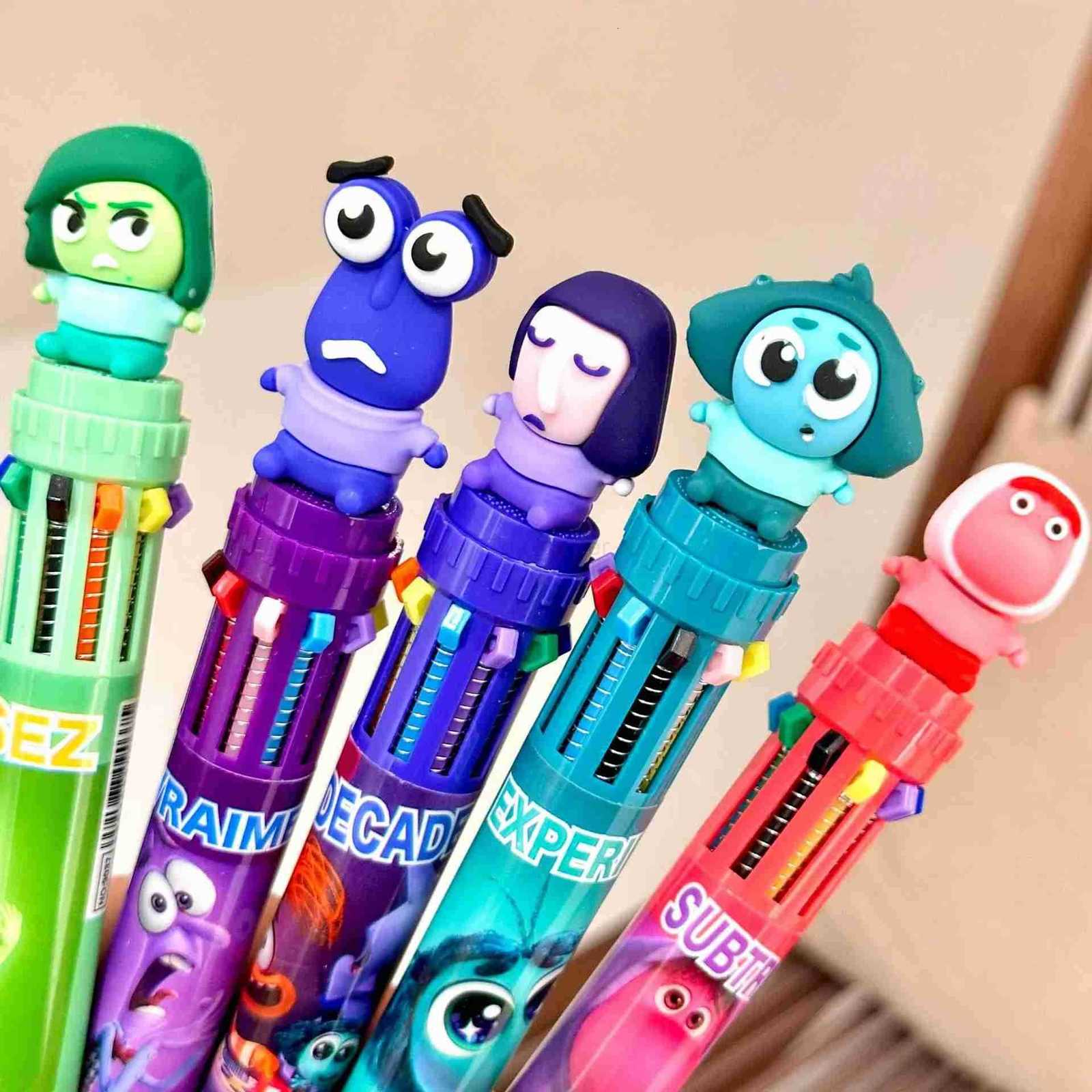 Disney Cartoon Inside Out Doll 10 Colors Ballpoint Pen Cute Gel Pen Student Supplies Stationery Wholesale Gifts H251220