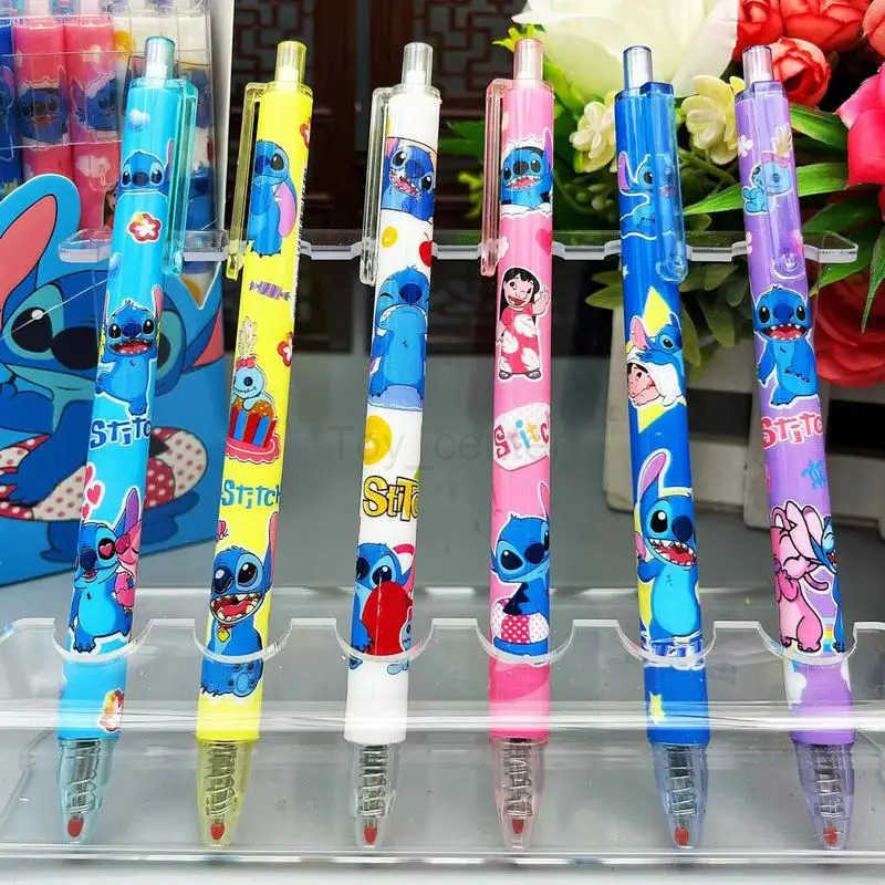 Disney Stitch Gel Pens12pcs Cartoon New Pressing Pen Black Water Ink 05mm Cute Signature Pen Stationery Student Gift H2512201