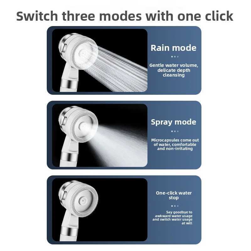Kids 2-Mode Shower Head - Silicone Massage Brush Built-in Shower Gel Dispenser Soft Water Flow for Toddlers C251220