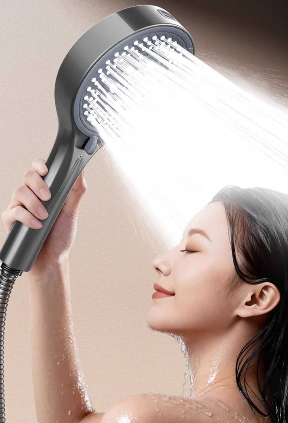 New 13CM Large Panel 7 Modes Adjustable Shower Head High Pressure Massage Shower Filter Element Home Set Bathroom Accessories C251220