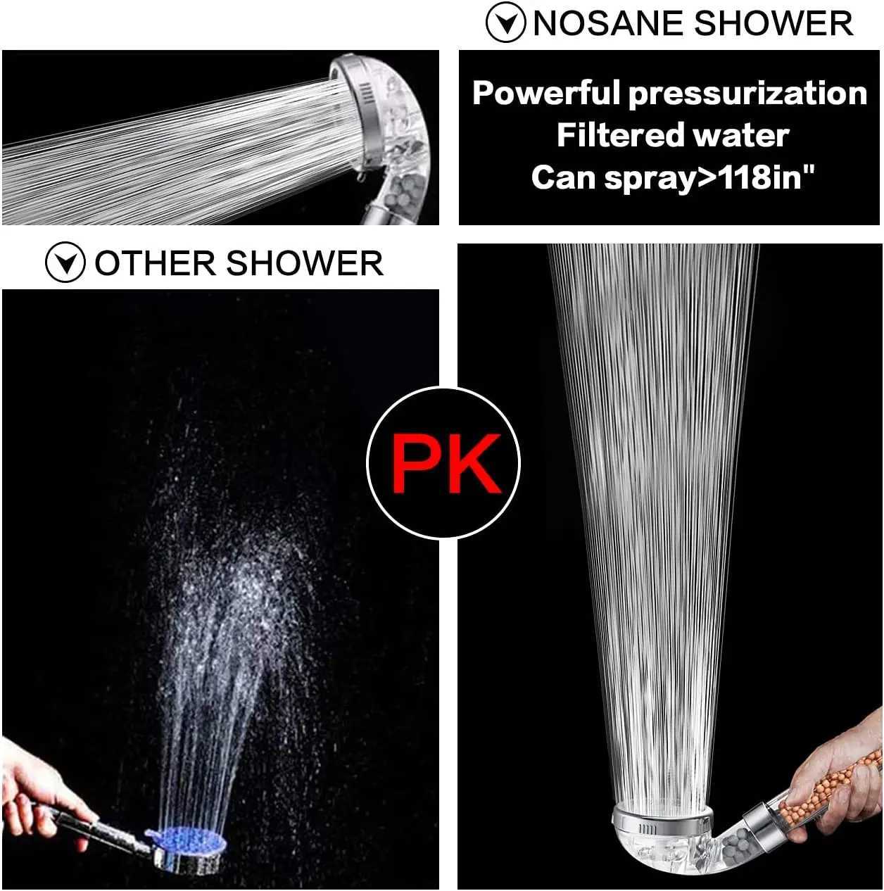 Bathroom Mineral Anion Stones Filter Shower Head 3 Modes Handheld High Pressure Water Saving Showerhead Bathroom Accessories C251220